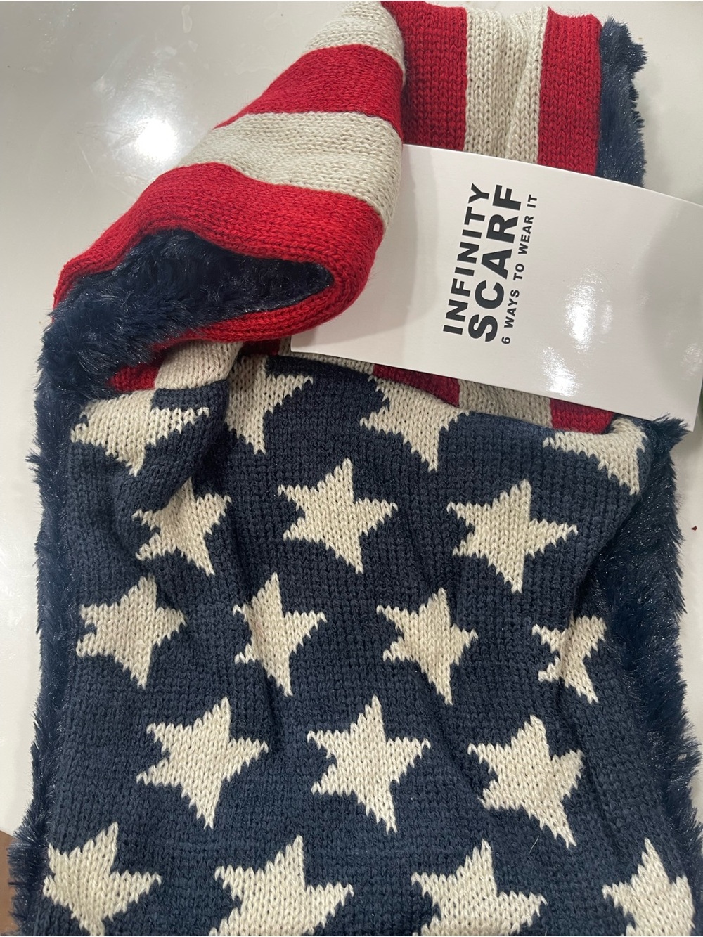Infinity July 4th Scarf - Red, White & Blue Star Stripe Knit